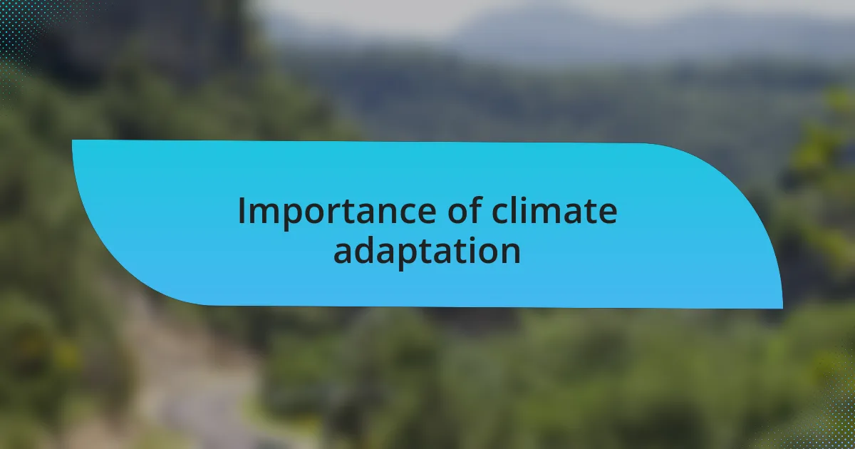 Importance of climate adaptation