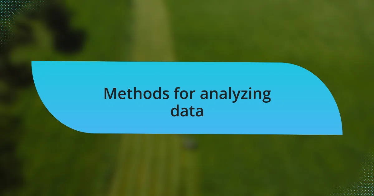 Methods for analyzing data